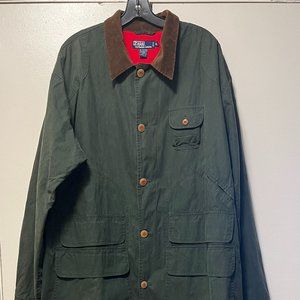 Vtg Polo by Ralph Lauren Dark Green Long Barn Chore Western Cowboy Duster Coat